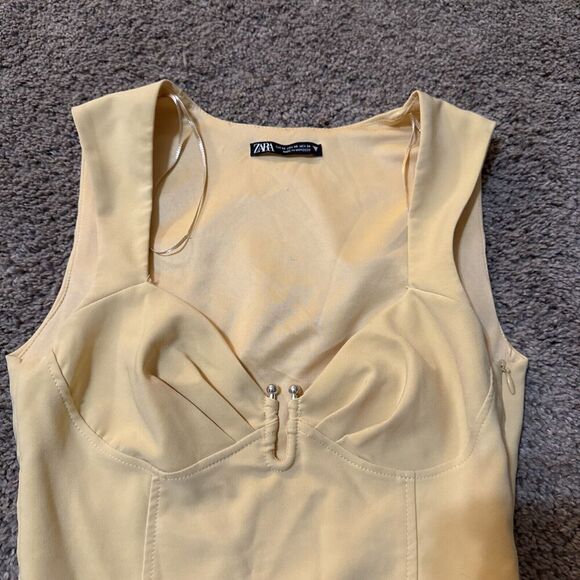 Zara Womens Metal Pastel Race Chic Luxury Piece Bodysuit Yellow Size XS 8605/318 - Picture 8 of 16